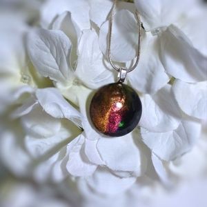 Hand Painted Glass Necklace, Flowing Energy 257